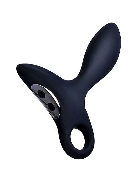 Черный силиконовый анальный вибромассажер Erokey с колечком-ограничителем - Erokay - в Сургуте купить с доставкой