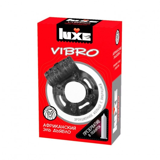 Чёрное эрекционное виброкольцо Luxe VIBRO  Африканский Эль Дьябло  + презерватив - Luxe - в Сургуте купить с доставкой