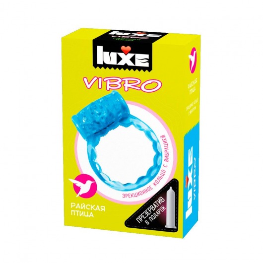 Голубое эрекционное виброкольцо Luxe VIBRO  Райская птица  + презерватив - Luxe - в Сургуте купить с доставкой