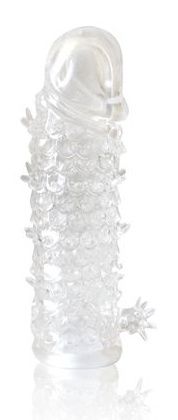 Закрытая прозрачная рельефная насадка Crystal sleeve - 13 см. - Erowoman-Eroman - в Сургуте купить с доставкой