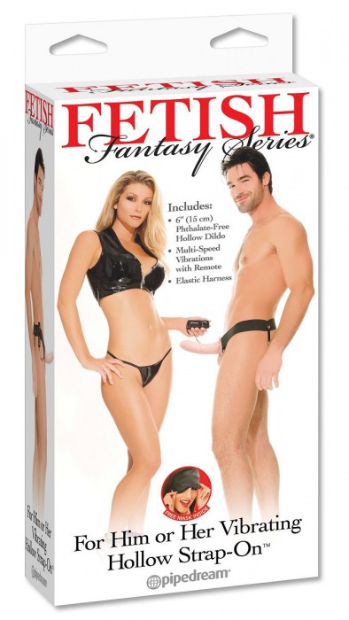 Полый страпон унисекс телесного цвета с вибрацией For Him or Her ​Vibrating Hollow Strap-On - 15 см. - Pipedream - купить с доставкой в Сургуте