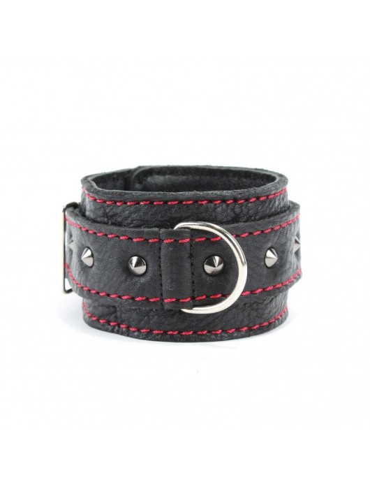 Черные оковы с шипами и контрастной строчкой - БДСМ Арсенал - купить с доставкой в Сургуте