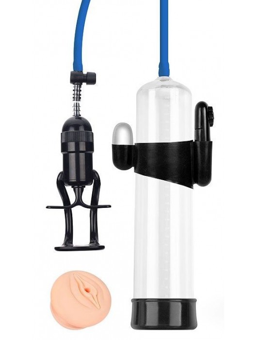 Прозрачная вакуумная вибропомпа Sex Expert с насадкой-вагиной - Sex Expert - в Сургуте купить с доставкой