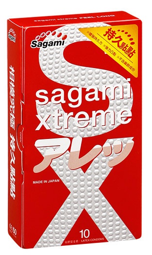 Утолщенные презервативы Sagami Xtreme Feel Long с точками - 10 шт. - Sagami - купить с доставкой в Сургуте