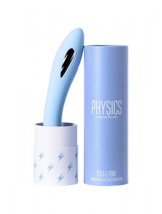 Голубой силиконовый вибратор с электростимуляцией TESLA G-POINT - 21 см. - ToyFa - купить с доставкой в Сургуте