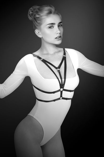 Черная упряжь на грудь Laura - Bijoux Pour Toi - купить с доставкой в Сургуте