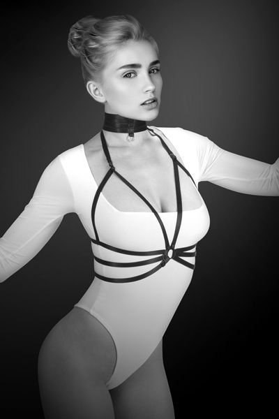 Черная упряжь на грудь Julia - Bijoux Pour Toi - купить с доставкой в Сургуте