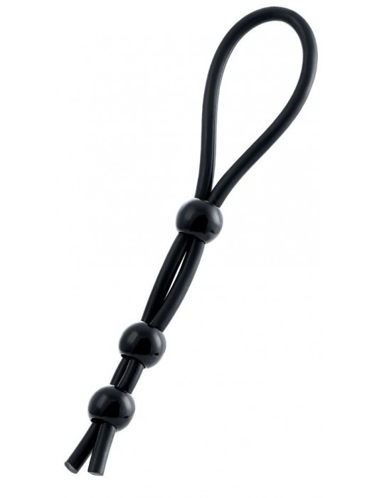 Черное лассо на пенис с тремя бусинами - A-toys - в Сургуте купить с доставкой