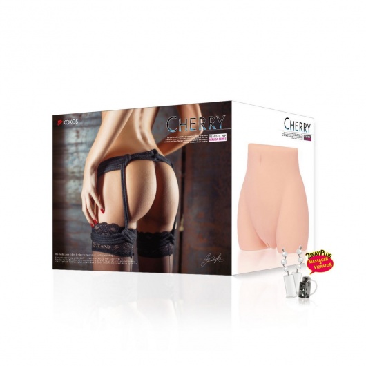 Мастурбатор-полуторс Cherry с вибрацией и двумя любовными тоннелями - KOKOS - в Сургуте купить с доставкой