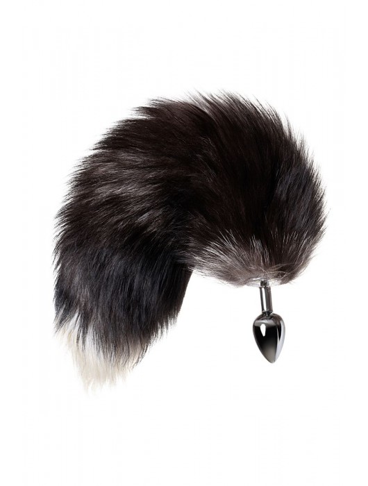 Серебристая металлическая анальная втулка с хвостом чернобурой лисы - размер S - ToyFa - купить с доставкой в Сургуте
