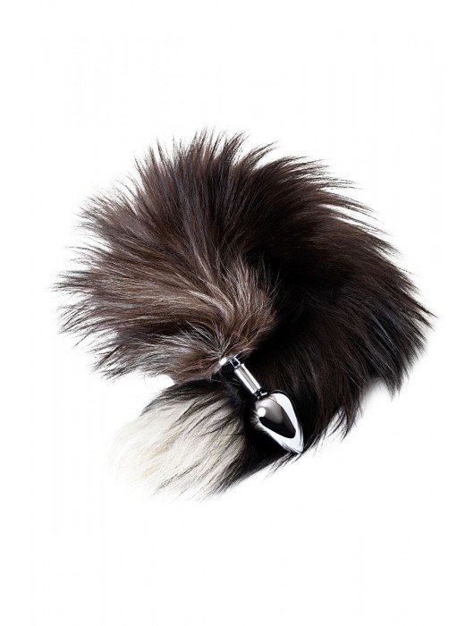 Серебристая металлическая анальная втулка с хвостом чернобурой лисы - размер S - ToyFa - купить с доставкой в Сургуте