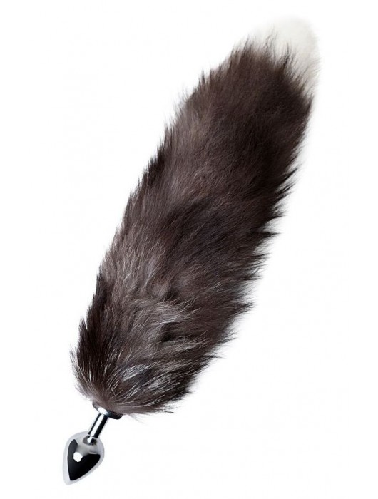 Серебристая металлическая анальная втулка с хвостом чернобурой лисы - размер S - ToyFa - купить с доставкой в Сургуте