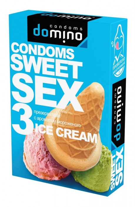 Презервативы для орального секса DOMINO Sweet Sex с ароматом мороженого - 3 шт. - Domino - купить с доставкой в Сургуте