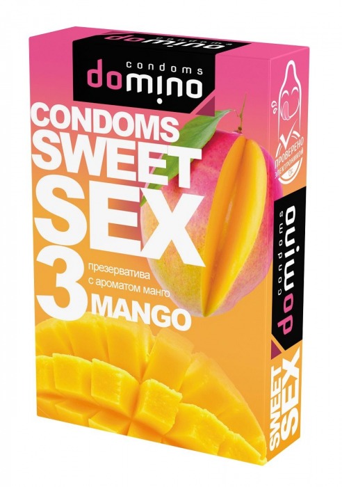 Презервативы для орального секса DOMINO Sweet Sex с ароматом манго - 3 шт. - Domino - купить с доставкой в Сургуте
