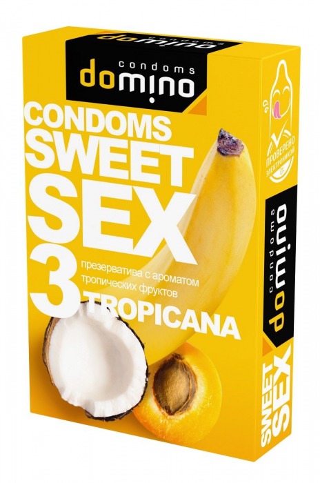 Презервативы для орального секса DOMINO Sweet Sex с ароматом тропических фруктов - 3 шт. - Domino - купить с доставкой в Сургуте