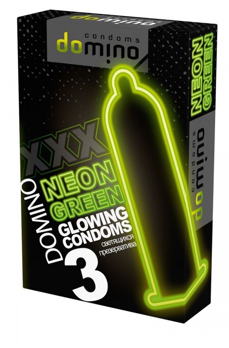 Презервативы DOMINO Neon Green со светящимся в темноте кончиком - 3 шт. - Domino - купить с доставкой в Сургуте