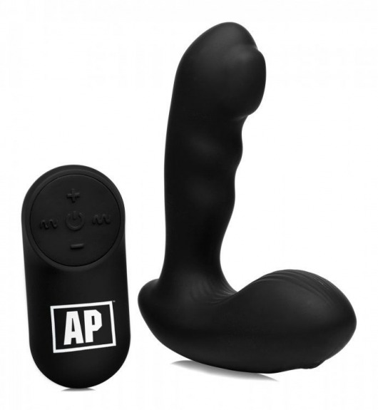 Черный стимулятор простаты Alpha-Pro 7X P-Milker Silicone Prostate Stimulator with Milking Bead - XR Brands - в Сургуте купить с доставкой