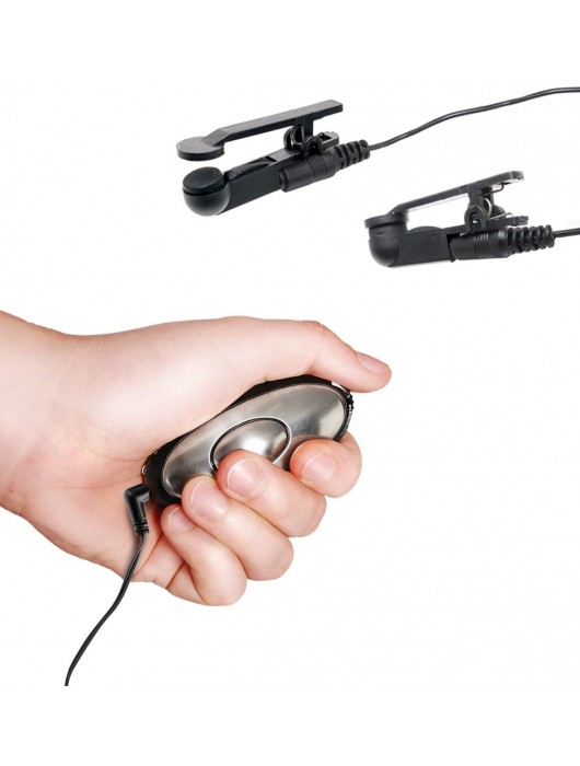 Черные электрические зажимы для сосков Shock Therapy Nipple Clamps - Pipedream - купить с доставкой в Сургуте