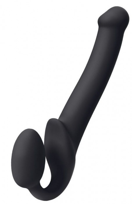 Черный безремневой страпон Silicone Bendable Strap-On M - Strap-on-me - купить с доставкой в Сургуте