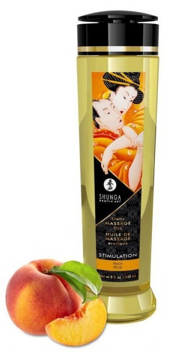 Массажное масло для тела с ароматом персика Stimulation - 240 мл. - Shunga - купить с доставкой в Сургуте
