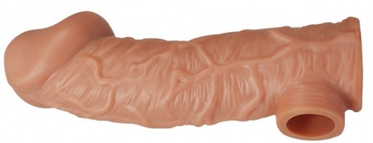 Телесная насадка на фаллос с отверстием для мошонки EXTREME SLEEVE - 17,6 см. - KOKOS - в Сургуте купить с доставкой