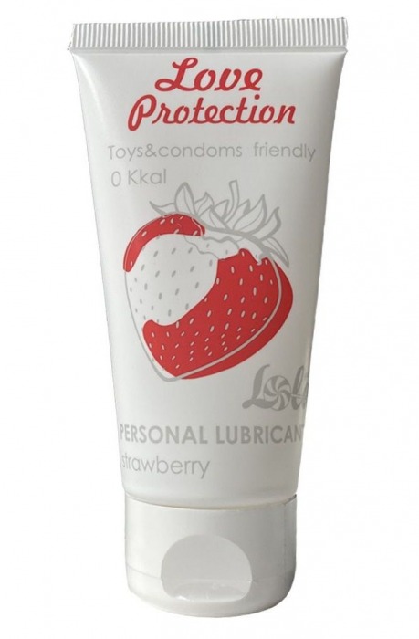 Лубрикант на водной основе с ароматом малины Love Protection Strawberry - 50 мл. - Lola Games - купить с доставкой в Сургуте