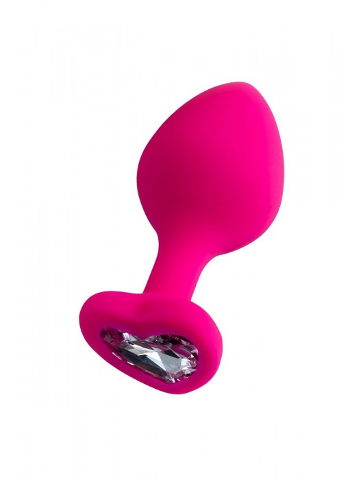 Розовая анальная втулка Diamond Heart с прозрачным кристаллом - 8 см. - ToyFa - купить с доставкой в Сургуте