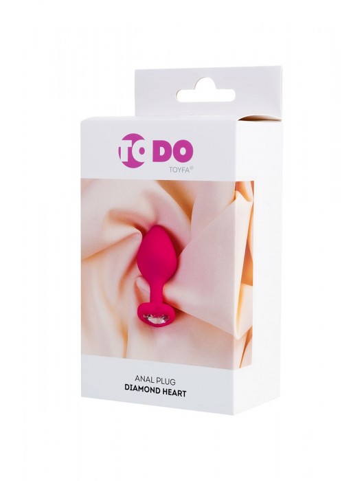 Розовая анальная втулка Diamond Heart с прозрачным кристаллом - 8 см. - ToyFa - купить с доставкой в Сургуте