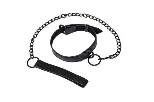 Черный ошейник Sin с поводком - Lola Games - купить с доставкой в Сургуте