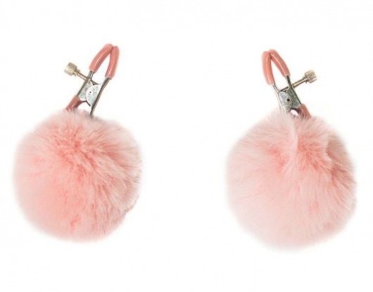 Зажимы на соски Angelic с розовыми меховыми шариками - Lola Games - купить с доставкой в Сургуте