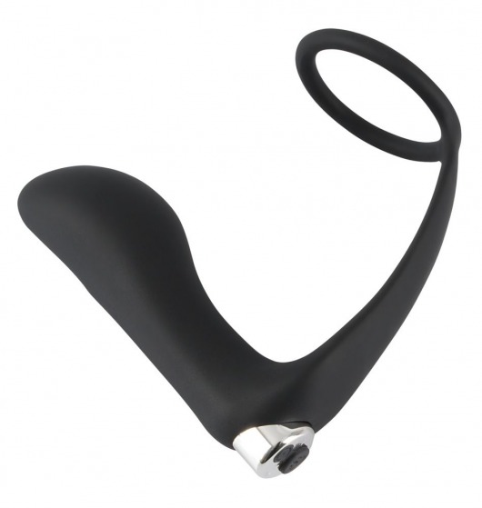 Черное эрекционное кольцо с анальной вибропробкой Vibrating Ring   Plug - Orion - в Сургуте купить с доставкой