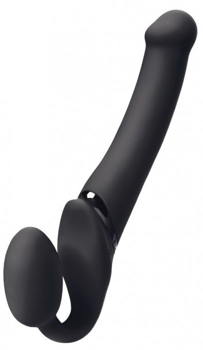 Черный безремневой вибрострапон Silicone Bendable Strap-On M - Strap-on-me - купить с доставкой в Сургуте