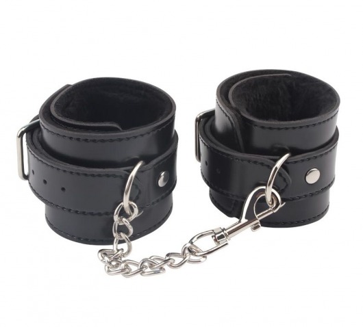 Черные оковы на ноги Obey Me Leather Ankle Cuffs - Chisa - купить с доставкой в Сургуте
