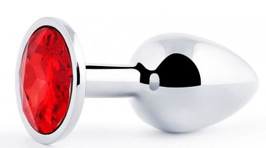 Серебристая анальная пробка с красным стразом - 7,2 см. - Anal Jewelry Plug - купить с доставкой в Сургуте