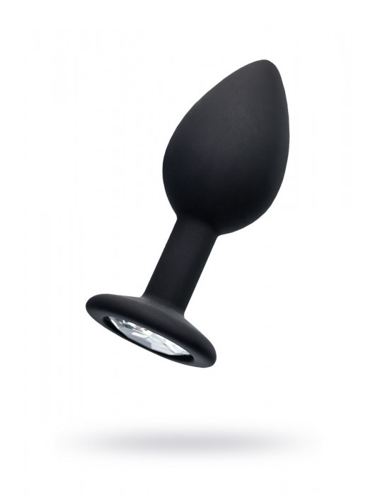 Черная анальная втулка с прозрачным стразом - 7,2 см. - POPO Pleasure - купить с доставкой в Сургуте