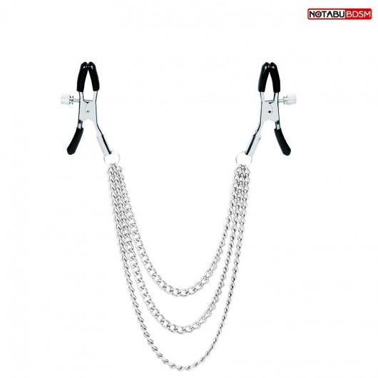 Оригинальные зажимы на соски с тройной цепочкой - Notabu - купить с доставкой в Сургуте