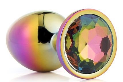Голографическая анальная втулка с радужным кристаллом - 7,1 см. - Dream Toys - купить с доставкой в Сургуте