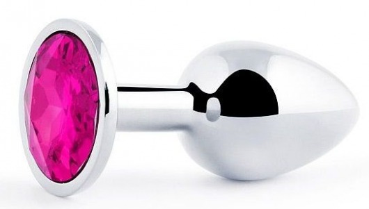 Серебристая анальная пробка с малиновым кристаллом - 7,2 см. - Anal Jewelry Plug - купить с доставкой в Сургуте