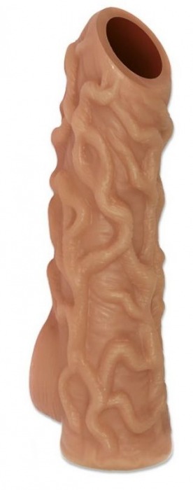 Телесная насадка с венками и открытой головкой Nude Sleeve L - 14 см. - KOKOS - в Сургуте купить с доставкой