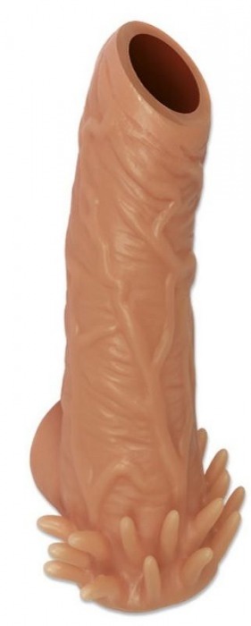 Телесная насадка с усиками и открытой головкой Nude Sleeve L - 14 см. - KOKOS - в Сургуте купить с доставкой