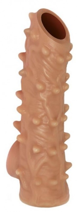 Телесная насадка с шипами и открытой головкой Nude Sleeve L - 14 см. - KOKOS - в Сургуте купить с доставкой