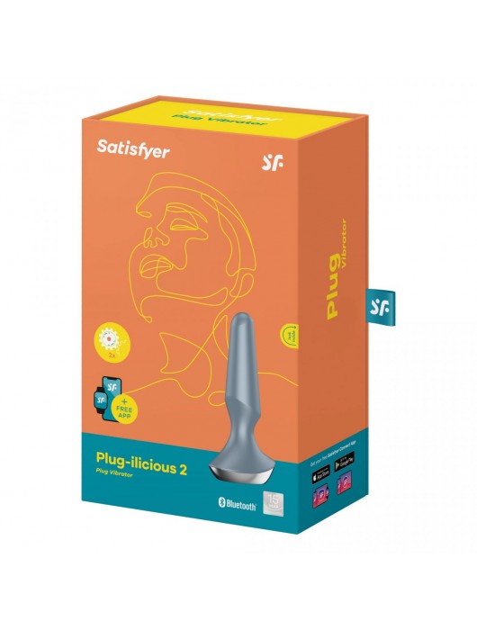 Серая анальная пробка с вибрацией Satisfyer Plug-ilicious 2 - 14 см. - Satisfyer
