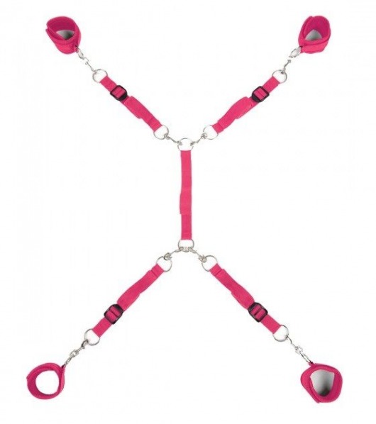 Ярко-розовый набор фиксаций на кровати Classic Bed Spreader - Lux Fetish - купить с доставкой в Сургуте