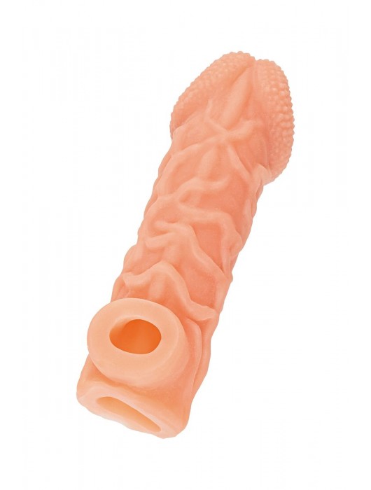 Телесная закрытая насадка с венками Cock Sleeve Size S - 13,8 см. - KOKOS - в Сургуте купить с доставкой