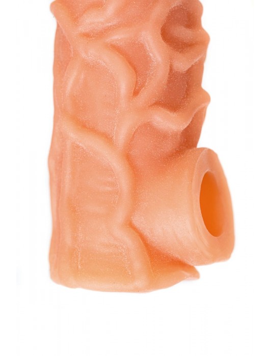 Телесная закрытая насадка с венками Cock Sleeve Size S - 13,8 см. - KOKOS - в Сургуте купить с доставкой