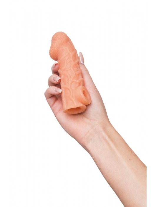 Телесная закрытая насадка с венками Cock Sleeve Size S - 13,8 см. - KOKOS - в Сургуте купить с доставкой