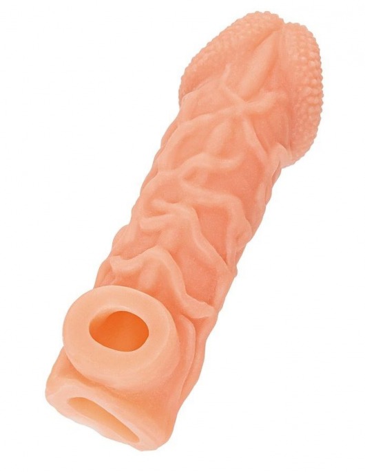 Телесная закрытая насадка с венками Cock Sleeve Size S - 13,8 см. - KOKOS - в Сургуте купить с доставкой