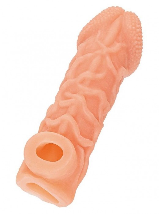 Телесная закрытая насадка с венками Cock Sleeve Size L - 17,6 см. - KOKOS - в Сургуте купить с доставкой