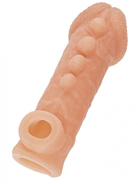 Телесная закрытая насадка с шишечками Cock Sleeve Size L - 17,6 см. - KOKOS - в Сургуте купить с доставкой