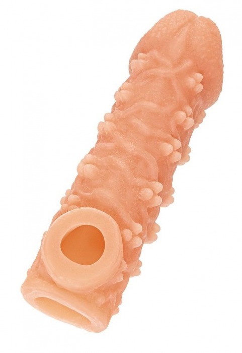 Телесная закрытая насадка с пучками шишечек Cock Sleeve Size L - 17,6 см. - KOKOS - в Сургуте купить с доставкой